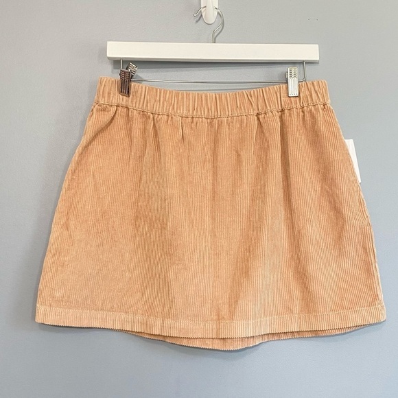 NEW BP Cotton Corduroy Elastic Waist Pull On Mini Skirt In Tan Nougat Size M - Picture 4 of 6